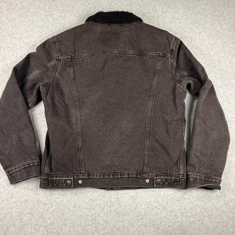 Levis Mens Sherpa Trucker Jacket Washed Black Denim Type III Coat 16365-0276 M